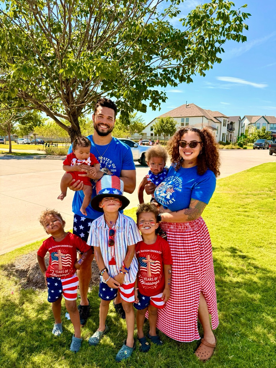 Christopher Swan with his wife, Dakota, and their five sons